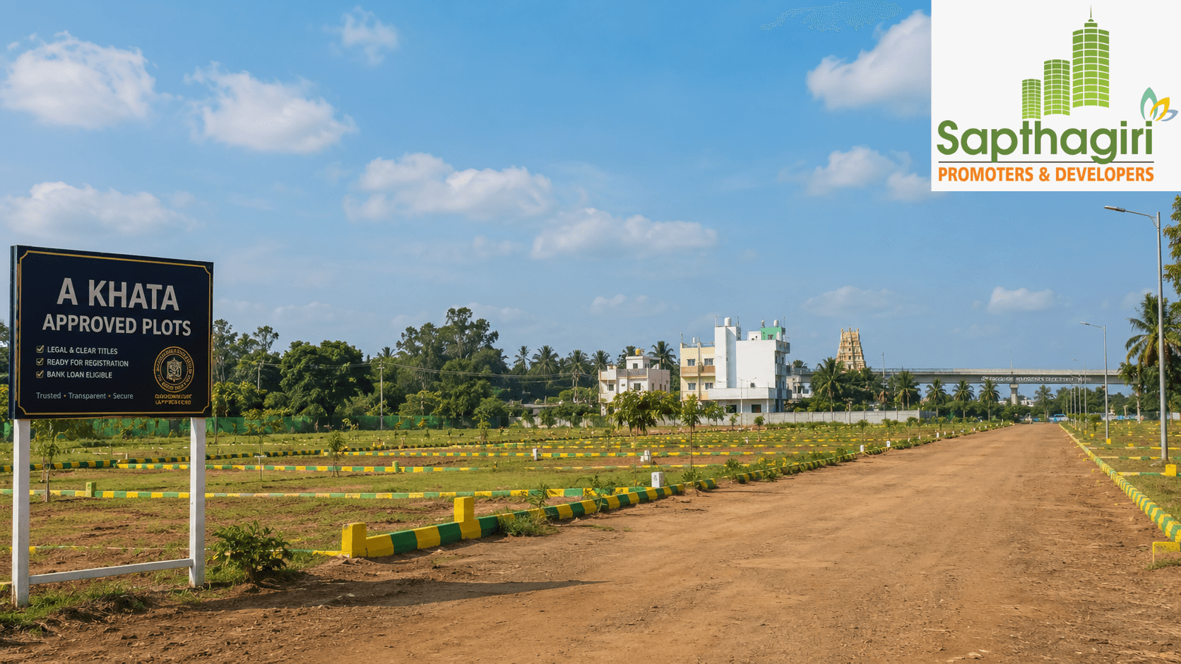 A Khata approved residential plots in Nelamangla Bengaluru with clear road layout and boundary stones