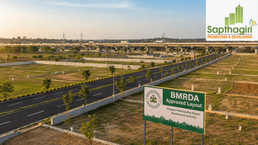 BMRDA approved residential plots layout in Nelamangala Karnataka with approval board