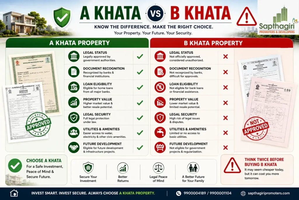A Khata vs B Khata Explained comparison chart