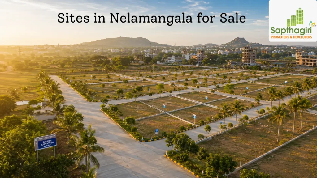 Aerial view of a BMRDA approved residential layout with sites in Nelamangala for sale